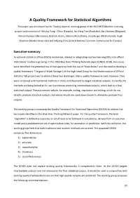 A Quality Framework for Statistical Algorithms