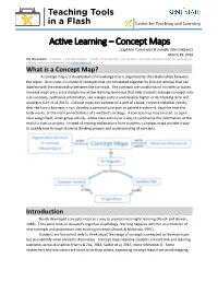 Active Learning – Concept Maps Leighann Tomaswick & Jennifer Marcinkiewicz March 30, 2018 Cite This Resource: Tomaswick, L
