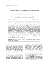 Consumer Attitudes and Perceptions on Electronic Waste: an Assessment