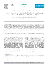 Gradient Nanocomposite Hydrogels for Interface Tissue Engineering Lauren M