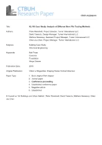 KL118 Case Study: Analysis of Different Bore Pile Testing Methods