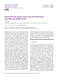 Mammal Faunal Change in the Zone of the Paleogene Hyperthermals ETM2 and H2