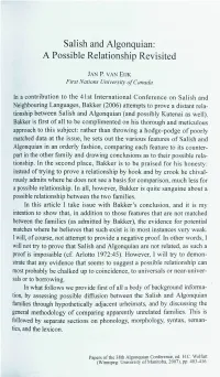 Salish and Algonquian: a Possible Relationship Revisited