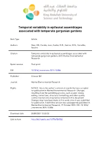 Temporal Variability in Epifaunal Assemblages Associated with Temperate Gorgonian Gardens