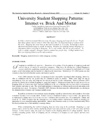 University Student Shopping Patterns: Internet Vs