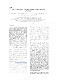 12A1 the Tropical Warm Pool International Cloud Experiment (TWP-ICE)