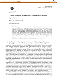 Analytic Aposteriority and Its Relevance to Twentieth-Century Philosophy