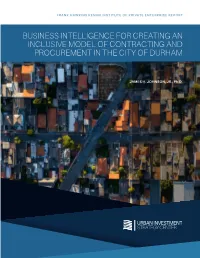 Business Intelligence for Creating an Inclusive Model of Contracting and Procurement in the City of Durham