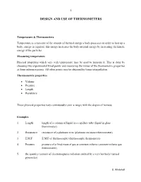 Design and Use of Thermometers