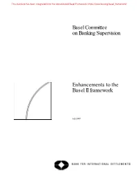 Enhancements to the Basel II Framework
