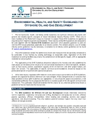 Environmental, Health, and Safety Guidelines for Offshore Oil and Gas Development