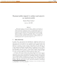 Regional Public Support to Airlines and Airports: an Unsolved Puzzle