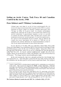 Setting an Arctic Course: Task Force 80 and Canadian Control in the Arctic, 19481 Peter Kikkert and P