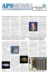 Top Ten Physics News Stories in 2014 Wanted: Input from Physicists on the Future of Computing
