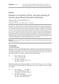 Towards a Correlation of Form, Use and Meaning of German Ge-Prefixed