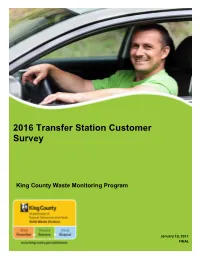 2016 Transfer Station Customer Survey Executive Summary