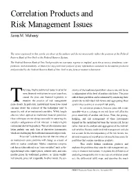 Correlation Products and Risk Management Issues