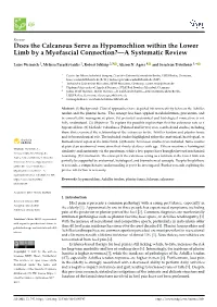 Does the Calcaneus Serve As Hypomochlion Within the Lower Limb by a Myofascial Connection?—A Systematic Review