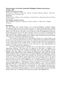 Interim Report on the Joint Philippine-Australian Butuan Boat Project, October 1992