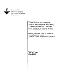 Lessons from Executive Search Firms