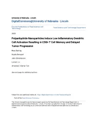 Polyanhydride Nanoparticles Induce Low Inflammatory Dendritic Cell Activation Resulting in CD8+ T Cell Memory and Delayed Tumor Progression