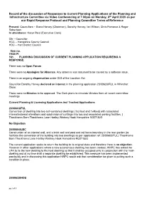 Record of the Discussion of Responses to Current Planning