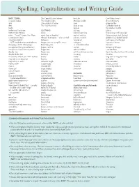 Spelling, Capitalization, and Writing Guide