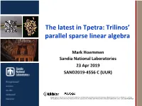 The Latest in Tpetra: Trilinos' Parallel Sparse Linear Algebra