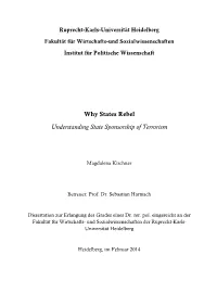 Why States Rebel Understanding State Sponsorship of Terrorism