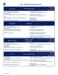 2021 – 2022 PGA TOUR Contact List