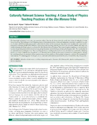 A Case Study of Physics Teaching Practices of the Obo Monuvu Tribe