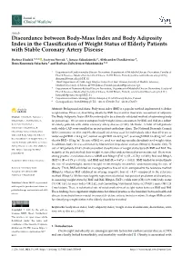 Discordance Between Body-Mass Index and Body Adiposity Index in the Classification of Weight Status of Elderly Patients With