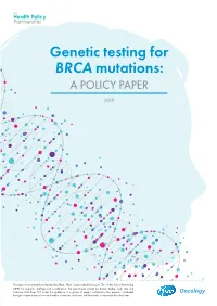 Genetic Testing for BRCA Mutations: a POLICY PAPER