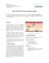 Mars Metnet Precursor Mission Status