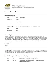 Papers of Thomas Mann