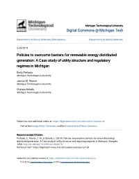 Policies to Overcome Barriers for Renewable Energy Distributed Generation: a Case Study of Utility Structure and Regulatory Regimes in Michigan