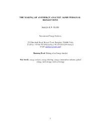 The Making of an Energy Analyst: Some Personal Reflections