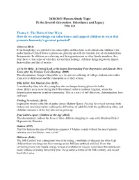 2020/2021 Honors Study Topic to the Seventh Generation: Inheritance and Legacy Film List
