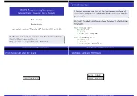 CS 321 Programming Languages Forward Recursion Functions Calls