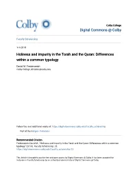 Holiness and Impurity in the Torah and the Quran: Differences Within a Common Typology