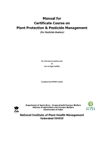 Manual for Certificate Course on Plant Protection & Pesticide Management