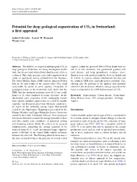 Potential for Deep Geological Sequestration of CO2 in Switzerland: a ﬁrst Appraisal