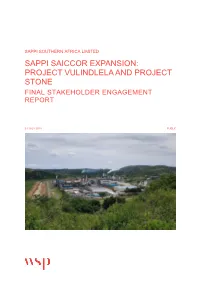Sappi Saiccor Expansion: Project Vulindlela and Project Stone Final Stakeholder Engagement Report