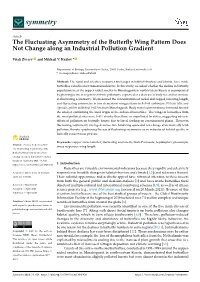 The Fluctuating Asymmetry of the Butterfly Wing Pattern Does Not Change Along an Industrial Pollution Gradient
