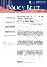 Development of Sri Lanka's East Container Terminal Port