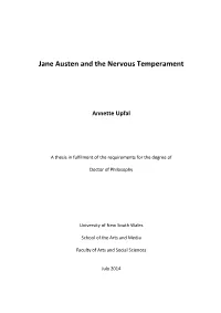 Jane Austen and the Nervous Temperament