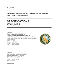 Specifications Volume I