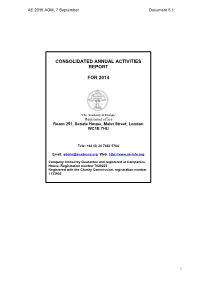 Consolidated Annual Activities Report for 2014