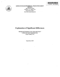 Explanation of Significant Differences, Residential Populated Areas, OU 9