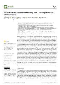 Finite Element Method for Freezing and Thawing Industrial Food Processes